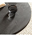 Wohnling salontafel 60x60x33 cm mango massief hout zwarte salontafel rond, design woonkamertafel driepoot, salontafel woonkamer laag modern met natuurlijke houtnerf