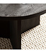 Wohnling salontafel 60x60x33 cm mango massief hout zwarte salontafel rond, design woonkamertafel driepoot, salontafel woonkamer laag modern met natuurlijke houtnerf