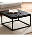Wohnling salontafel 60x60x35 cm mango massief hout / metaal zwart salontafel vierkant, design woonkamertafel met natuurlijke houtnerf, salontafel woonkamer modern