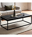 Wohnling salontafel 120x60x40 cm mango massief hout / metaal zwarte salontafel rechthoekig, design woonkamertafel met natuurlijke houtnerf, salontafel woonkamer modern