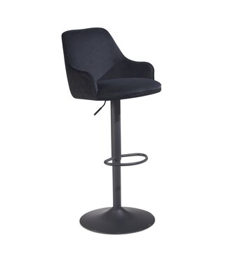 Wohnling Barkruk zwart fluweel 106 cm verstelbaar