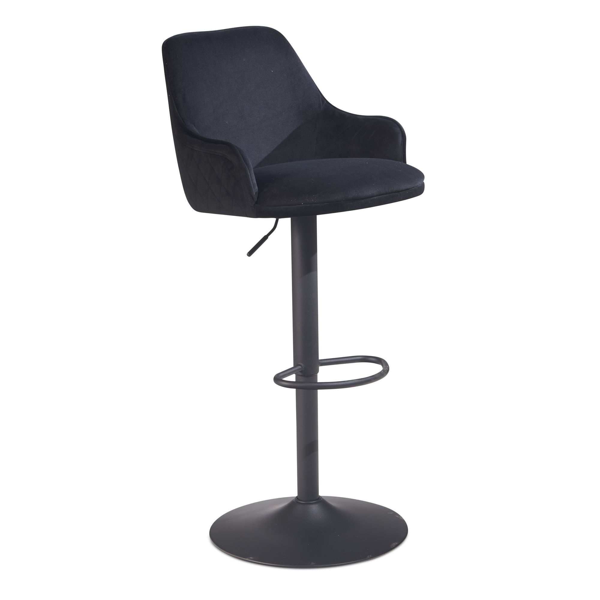 Barkruk zwart fluweel 106 cm verstelbaar