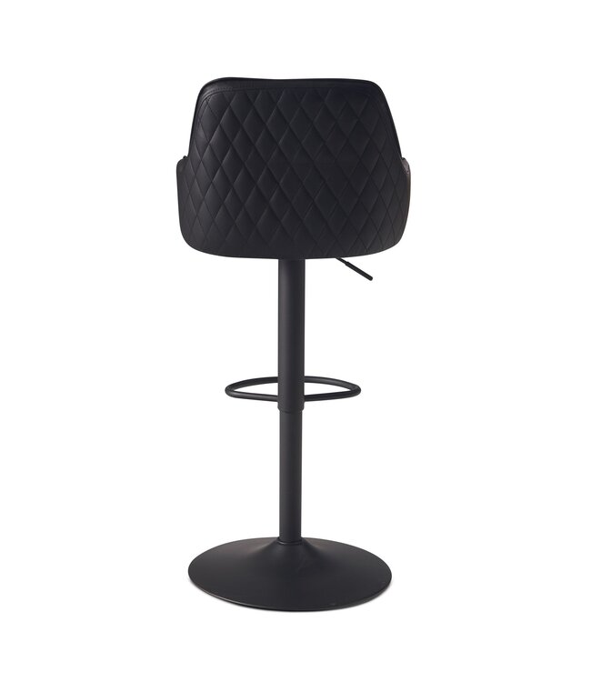 Wohnling barkruk kunstleer zwart kruk met rugleuning 86 - 106 cm, keukenkruk in hoogte verstelbaar modern 100 kg, barkruk tegenkruk met metalen trompetonderstel, bistrokruk gevoerd met armleuning