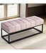 Wohnling bank fluweel roze 108x40x40 cm hal gestoffeerde bank met metalen frame, design bedbank slaapkamer gewatteerd, gangbank kledingkast bank modern