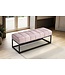 Wohnling bank fluweel roze 108x40x40 cm hal gestoffeerde bank met metalen frame, design bedbank slaapkamer gewatteerd, gangbank kledingkast bank modern