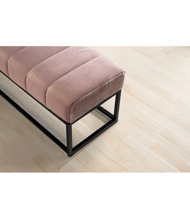 Wohnling bank fluweel roze 108x40x40 cm hal gestoffeerde bank met metalen frame, design bedbank slaapkamer gewatteerd, gangbank kledingkast bank modern