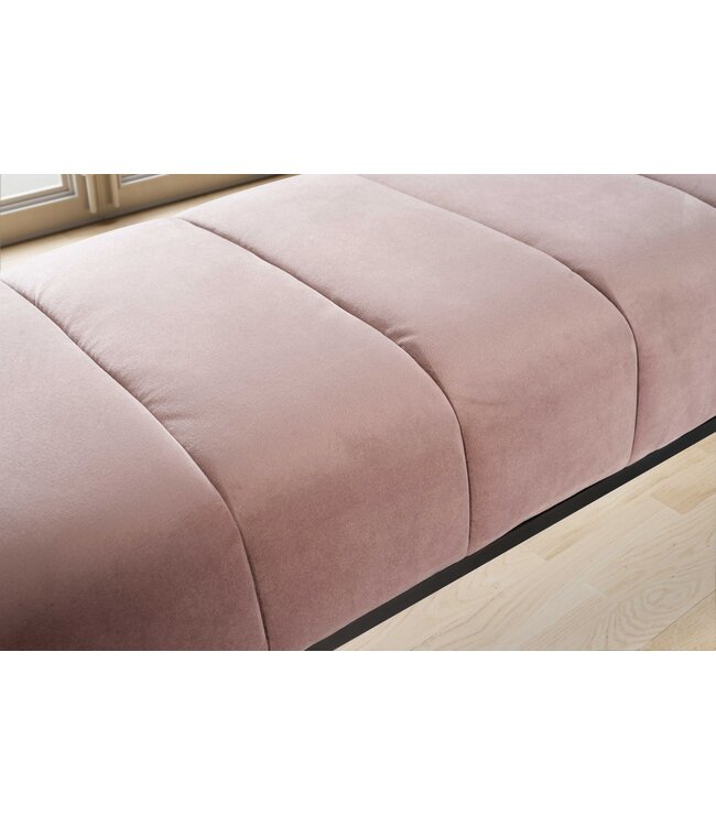 Wohnling bank fluweel roze 108x40x40 cm hal gestoffeerde bank met metalen frame, design bedbank slaapkamer gewatteerd, gangbank kledingkast bank modern