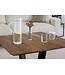 Wohnling Salontafel 60x60x40 cm Acacia Massief Houten Metalen Salontafel Vierkant, Design Woonkamertafel met Natuurlijke Houtnerf, Industriële Salontafel Woonkamer Modern
