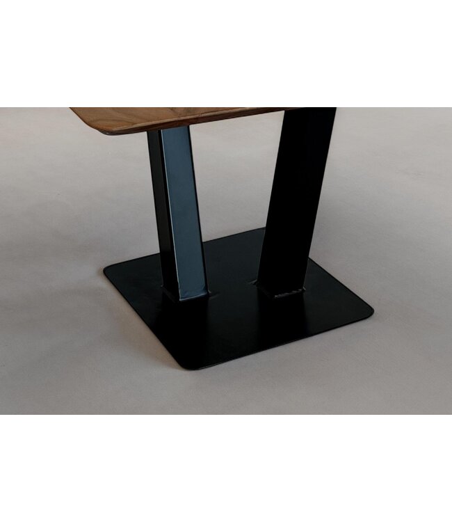 Wohnling Salontafel 60x60x40 cm Acacia Massief Houten Metalen Salontafel Vierkant, Design Woonkamertafel met Natuurlijke Houtnerf, Industriële Salontafel Woonkamer Modern