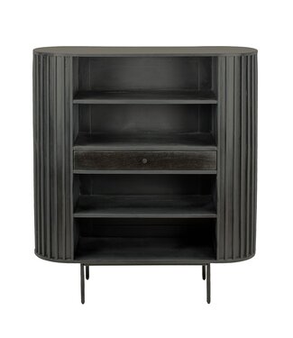 Wohnling Boekenkast mangowood zwart 122 cm hoog - WL7.013