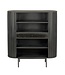 Wohnling Boekenkast Massief Hout Mango 105x122 cm Lamellen Design Zwart - Open Staand Rek met Lade - Opbergrek Metalen Poten - Woonkamerrek - Kleine Kast Rek Handgemaakt