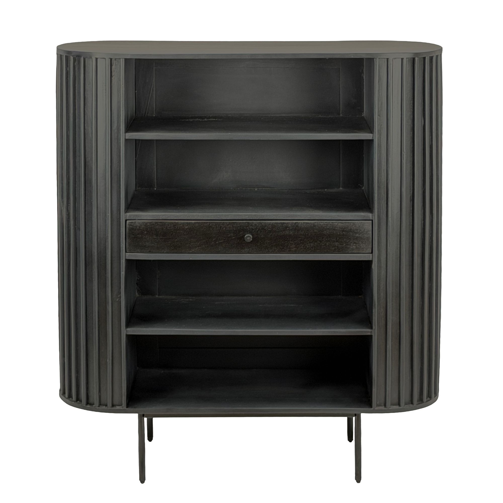 Boekenkast mangowood zwart 122 cm hoog
