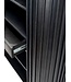 Wohnling Boekenkast Massief Hout Mango 105x122 cm Lamellen Design Zwart - Open Staand Rek met Lade - Opbergrek Metalen Poten - Woonkamerrek - Kleine Kast Rek Handgemaakt