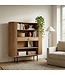 Wohnling Boekenkast Massief Acaciahout 105x122 cm Lamellen Design - Open Staand Rek met Lade - Opbergrek Metalen Poten - Woonkamerrek - Kleine Kast Rek Handgemaakt