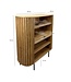 Wohnling Boekenkast Massief Acaciahout 105x122 cm Lamellen Design - Open Staand Rek met Lade - Opbergrek Metalen Poten - Woonkamerrek - Kleine Kast Rek Handgemaakt