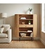 Wohnling Boekenkast Massief Acaciahout 105x122 cm Lamellen Design - Open Staand Rek met Lade - Opbergrek Metalen Poten - Woonkamerrek - Kleine Kast Rek Handgemaakt