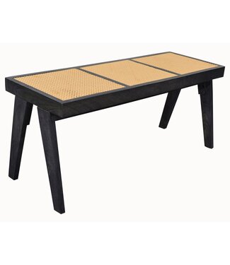 Wohnling Bank rotan acaciahout zwart 120 cm - WL7.015