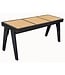 Wohnling Zitbank Rotan Acacia Massief Hout 120cm Zwart - Design Houten Bank Weens Vlechtwerk - Bedbank Halbank Retro - Eetkamerbank Handgemaakt