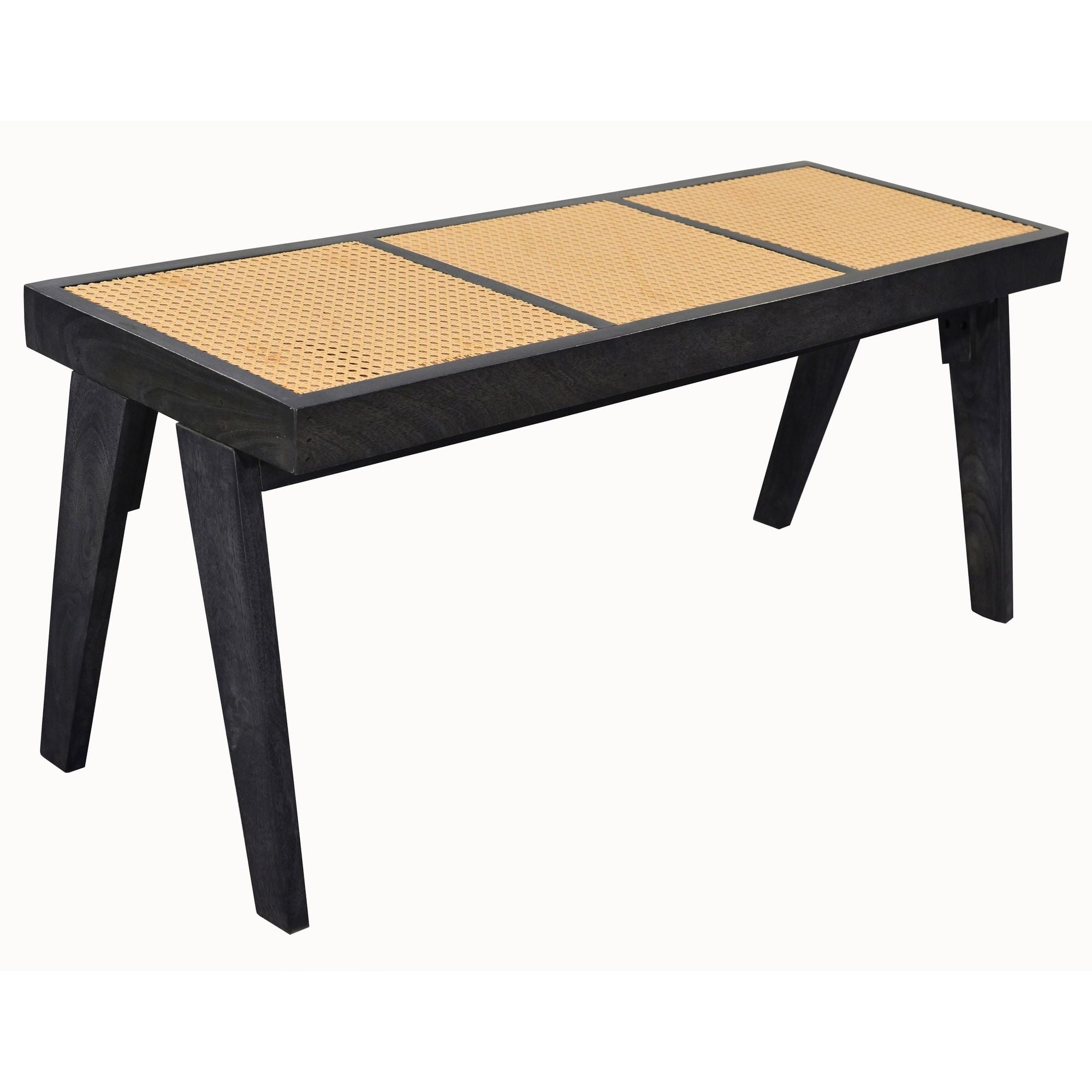 Bank rotan acaciahout zwart 120 cm