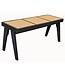 Wohnling Zitbank Rotan Acacia Massief Hout 120cm Zwart - Design Houten Bank Weens Vlechtwerk - Bedbank Halbank Retro - Eetkamerbank Handgemaakt