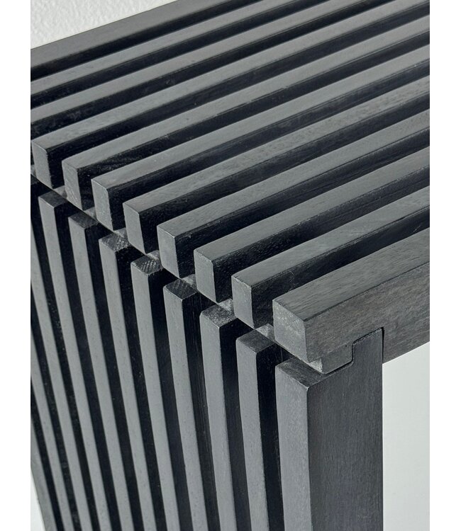 Wohnling Bank 120 cm van zwart massief acaciahout, kledingkastbank & bedbank modern, halbank hout voor entree slaapkamer woonkamer