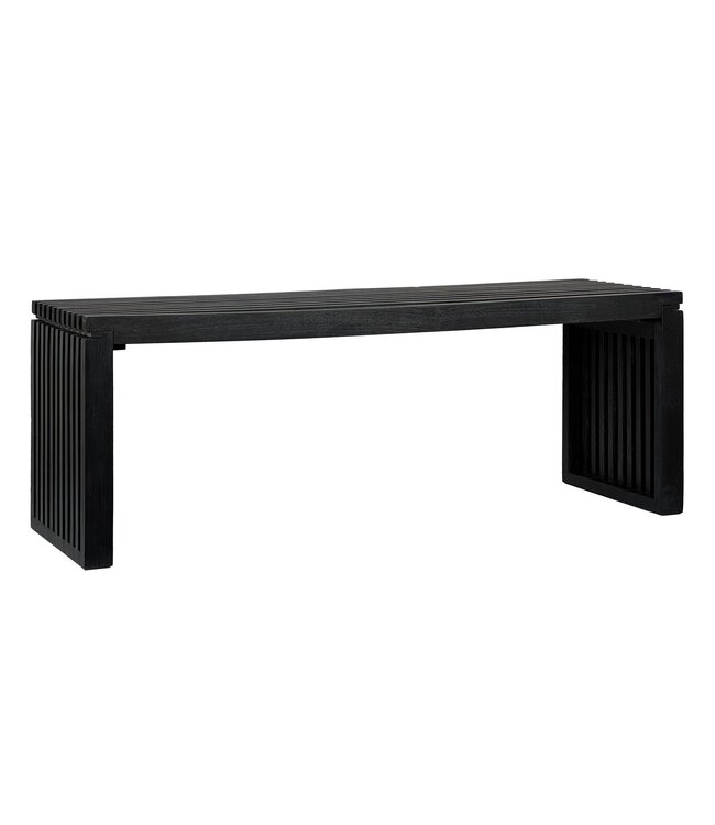 Wohnling Bank 120 cm van zwart massief acaciahout, kledingkastbank & bedbank modern, halbank hout voor entree slaapkamer woonkamer
