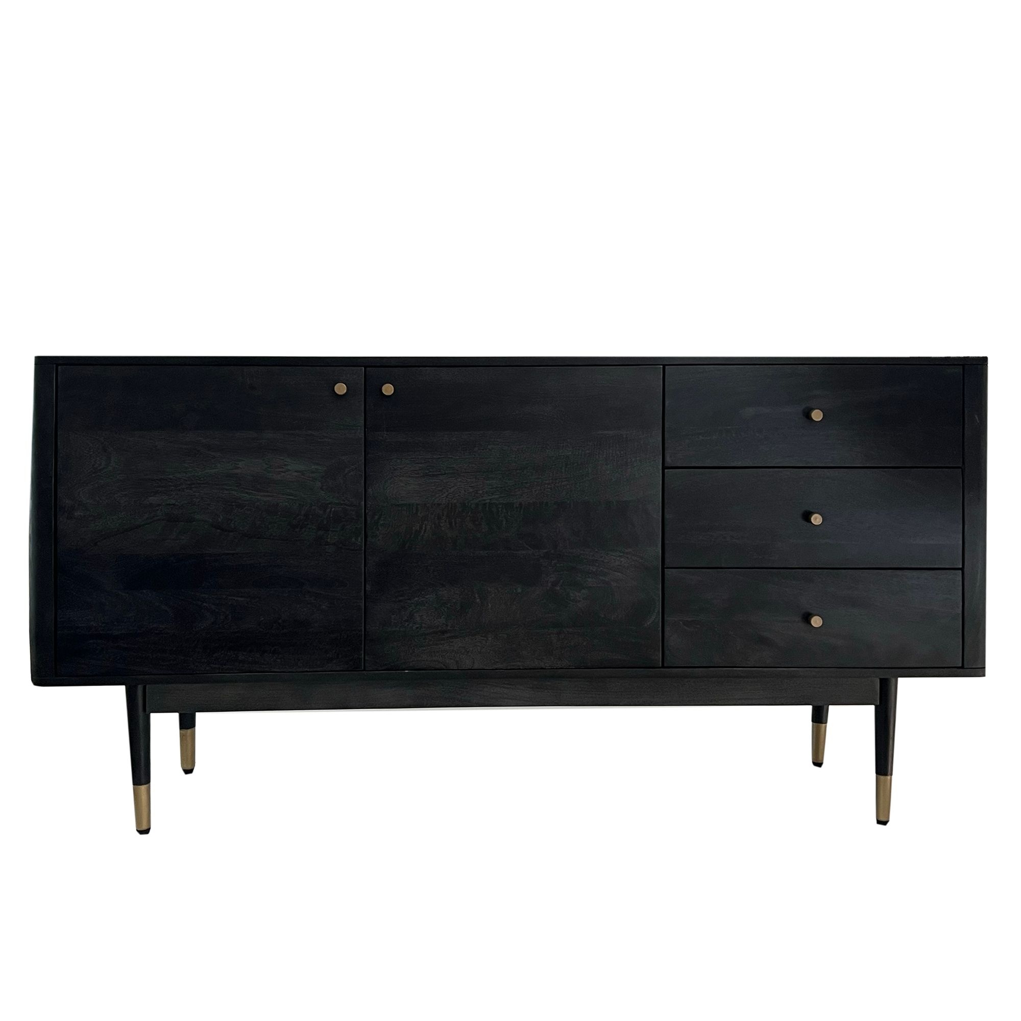 Dressoir acaciahout zwart 160 cm breed