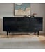 Wohnling Dressoir 160x81x42 cm Acacia Massief Houten Ladekast Zwart, Hoge Moderne Ladekast, Vrijstaande Kast met 2 Deuren en 3 Laden, Woonkamer Dressoir