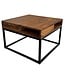 Wohnling Salontafel 60x60x40 cm Sheesham Massief Hout / Metalen Salontafel Vierkant, Woonkamertafel met Opbergruimte, Massieve Salontafel, Kleine Tafel, Bijzettafel Woonkamer Modern Vierkant