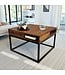 Wohnling Salontafel 60x60x40 cm Sheesham Massief Hout / Metalen Salontafel Vierkant, Woonkamertafel met Opbergruimte, Massieve Salontafel, Kleine Tafel, Bijzettafel Woonkamer Modern Vierkant