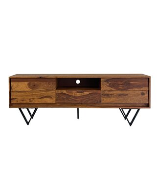 Wohnling Tv-meubel TV- sheeshamhout zwart 160 cm - WL7.023