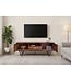 Wohnling TV Lowboard Sheesham Massief Hout 160 cm, TV-tafel met deuren, lade, open vak & kabeluitgang, TV-meubel met 3D fronten & zwarte metalen poten in industrieel design