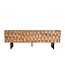 Wohnling Lowboard Acacia Massief Hout 160x56x37 cm TV-kast met Drie Deuren, Design TV-kast 3D Look Hoog, TV-tafel TV-kast Modern, TV-kast Woonkamer met Metalen Poten