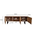 Wohnling Lowboard Acacia Massief Hout 160x56x37 cm TV-kast met Drie Deuren, Design TV-kast 3D Look Hoog, TV-tafel TV-kast Modern, TV-kast Woonkamer met Metalen Poten