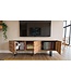 Wohnling Lowboard Acacia Massief Hout 160x56x37 cm TV-kast met Drie Deuren, Design TV-kast 3D Look Hoog, TV-tafel TV-kast Modern, TV-kast Woonkamer met Metalen Poten