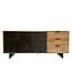 Wohnling Dressoir 175x76x40 cm Acacia Massief Houten Ladekast met Steenlook, Hoge Moderne Ladekast, Vrijstaande Kast met 2 Deuren en 3 Laden, Woonkamer Dressoir