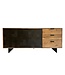 Wohnling Dressoir 175x76x40 cm Acacia Massief Houten Ladekast met Steenlook, Hoge Moderne Ladekast, Vrijstaande Kast met 2 Deuren en 3 Laden, Woonkamer Dressoir