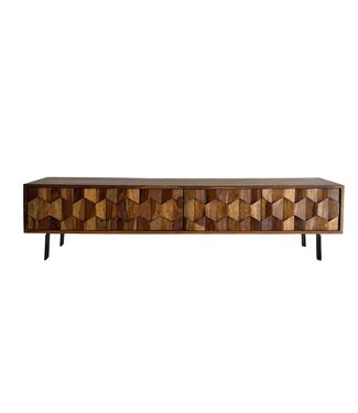 Wohnling Tv-meubel TV- sheeshamhout zwart 160 cm Zwart