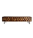 Wohnling Lowboard Sheesham Massief Hout 160 cm, TV-meubel met 3D Fronten, 4 Deurtjes, Kabeldoorvoer & Zwarte Metalen Poten, Design TV-meubel voor Woonkamer