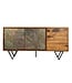 Wohnling Dressoir Sheesham massief hout 150x40x55 cm, ladekast met 2 deuren en 3 laden, opbergdressoir met fronten in 3D-steenlook, designmeubel voor de woonkamer en eetkamer