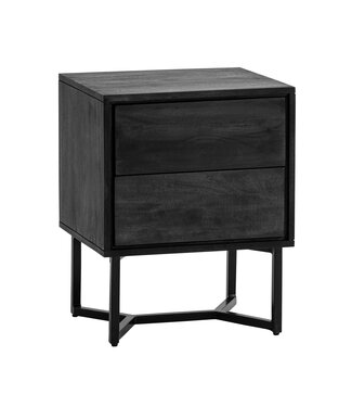 Wohnling Nachtkastje acaciahout zwart 57 cm hoog - WL7.038