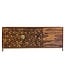 Wohnling Dressoir Sheesham Massief Hout 180 cm, Dressoir met 2 Deuren & 3 Laden, Modern Design met Geometrisch Patroon, Commode Woonkamer Eetkamer, Goudkleurig Metalen Frame