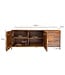Wohnling Dressoir Sheesham Massief Hout 180 cm, Dressoir met 2 Deuren & 3 Laden, Modern Design met Geometrisch Patroon, Commode Woonkamer Eetkamer, Goudkleurig Metalen Frame