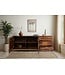 Wohnling Dressoir Sheesham Massief Hout 180 cm, Dressoir met 2 Deuren & 3 Laden, Modern Design met Geometrisch Patroon, Commode Woonkamer Eetkamer, Goudkleurig Metalen Frame
