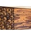 Wohnling Dressoir Sheesham Massief Hout 180 cm, Dressoir met 2 Deuren & 3 Laden, Modern Design met Geometrisch Patroon, Commode Woonkamer Eetkamer, Goudkleurig Metalen Frame
