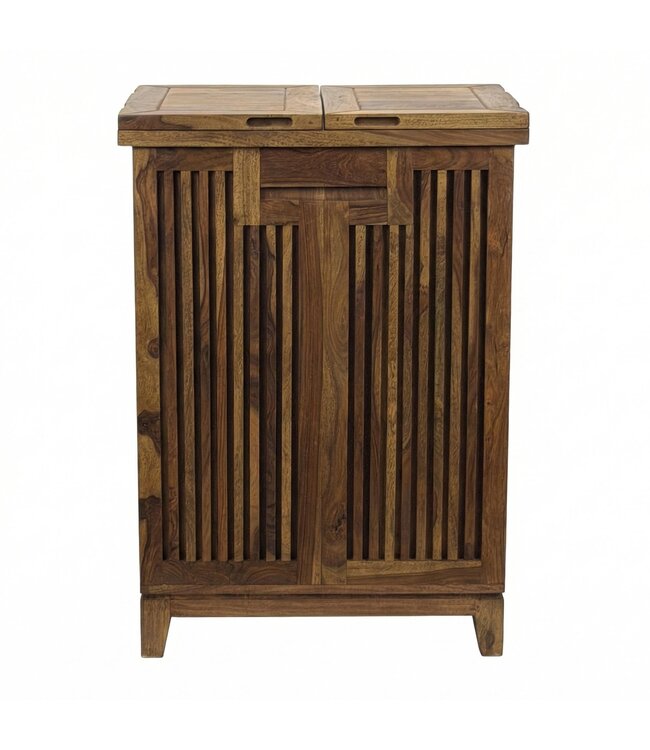 Wohnling Huisbar Sheesham Massief Hout - Barkast 65 cm - Opklapbare Barmobel - Wijnkast met Glashouder - Barkast Woonkamer - Houten Bar Vintage Handgemaakt