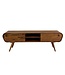 Wohnling Lowboard Sheesham Massief Hout 160 cm, TV-meubel met 2 Laden & Open Vakken, Retro TV-meubel Hout, Woonkamermeubel Scandinavisch Vintage Design, Massief TV-meubel
