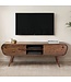 Wohnling Lowboard Sheesham Massief Hout 160 cm, TV-meubel met 2 Laden & Open Vakken, Retro TV-meubel Hout, Woonkamermeubel Scandinavisch Vintage Design, Massief TV-meubel