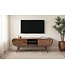 Wohnling Lowboard Sheesham Massief Hout 160 cm, TV-meubel met 2 Laden & Open Vakken, Retro TV-meubel Hout, Woonkamermeubel Scandinavisch Vintage Design, Massief TV-meubel