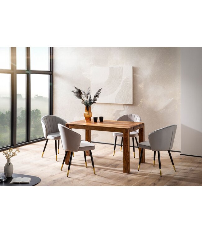 Wohnling Eetkamertafel 120x80x76 cm Sheesham massief hout Tijdloos, keukentafel uitschuifbaar tot 200 cm, eettafel groot rechthoekig eenvoudig, houten tafel eetkamer uitschuifbaar